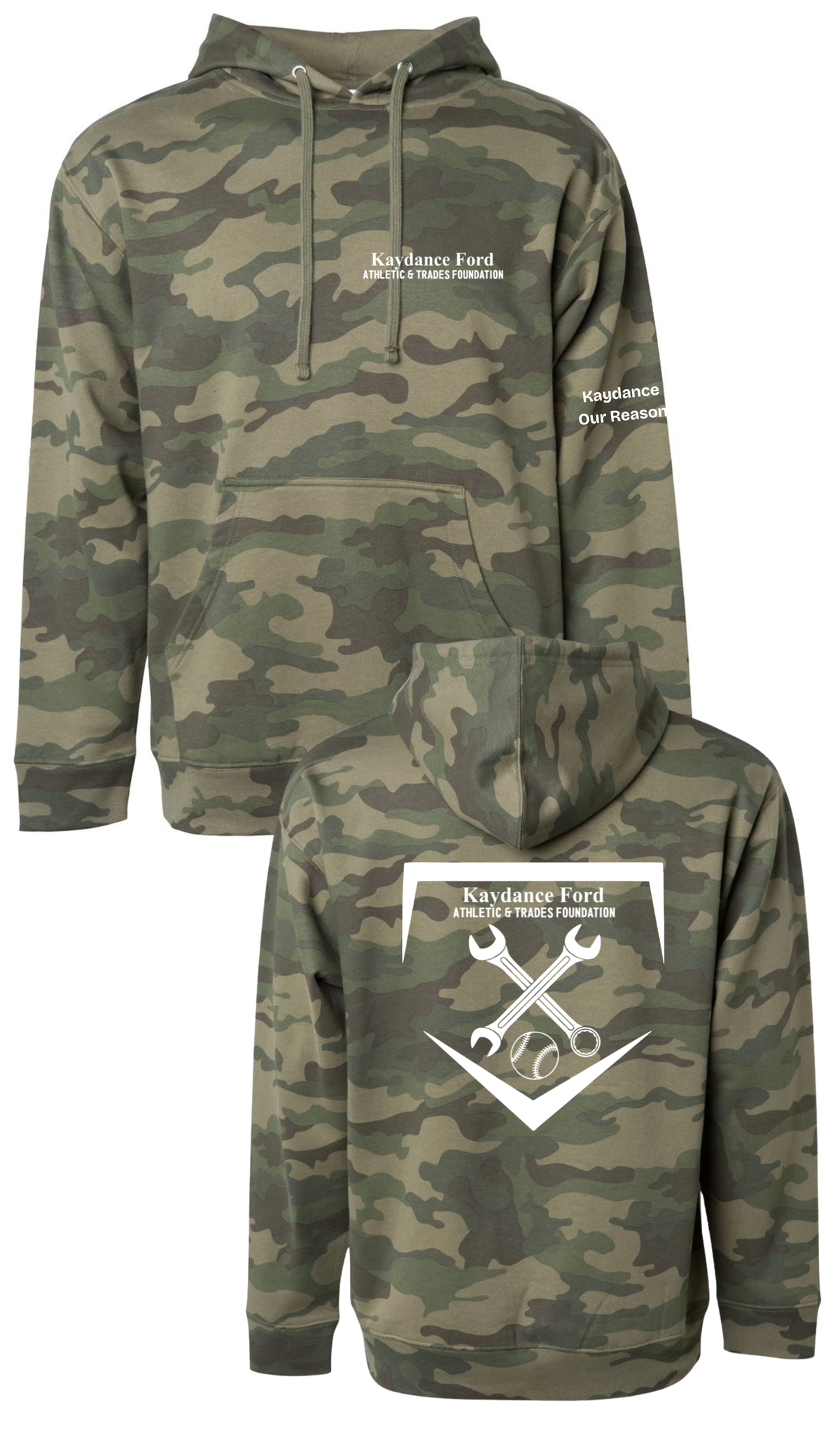 Camo Left Chest Hooded Sweatshirt- Kaydance Ford Athletics & Trades Foundation